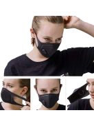Mosható maszk, légzéskönnyítő szeleppel - fekete 
